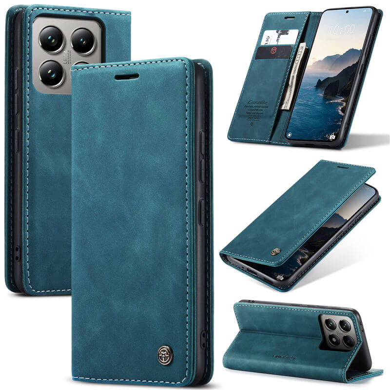 CaseMe Xiaomi 14T Pro Wallet Magnetic Suede Leather Case Blue