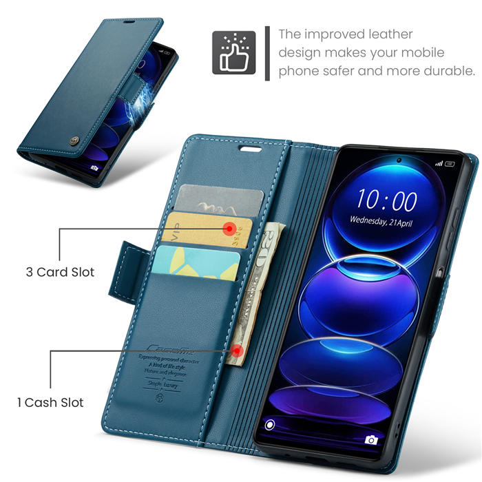 CaseMe Xiaomi POCO X5 Pro 5G Wallet RFID Blocking Magnetic Buckle Case