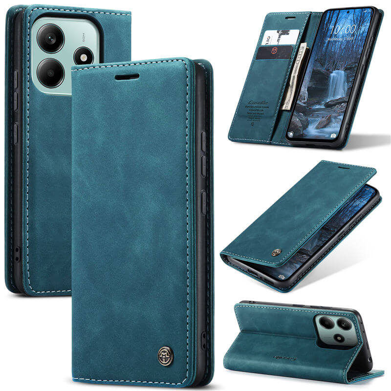 CaseMe Xiaomi Redmi Note 14 Wallet Magnetic Suede Leather Case Blue