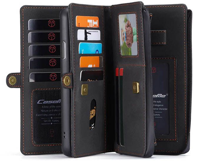 CaseMe iPhone 11 Vintage Multi-Functional Zipper Wallet Magnetic Detachable 2 in 1 Folio Case