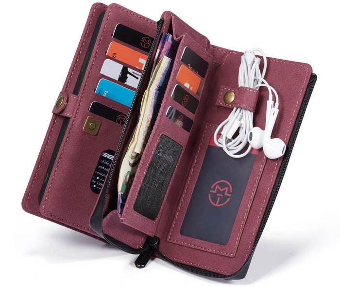 CaseMe iPhone 11 Vintage Multi-Functional Zipper Wallet Magnetic Detachable 2 in 1 Folio Case