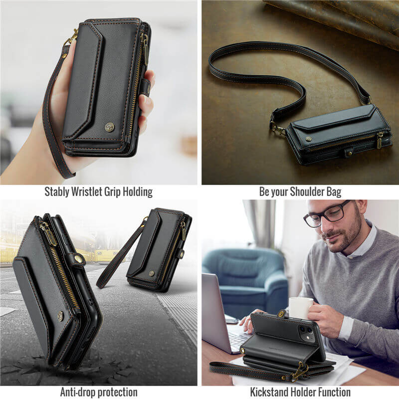 CaseMe iPhone 11 Wallet RFID Blocking Crossbody Phone Case