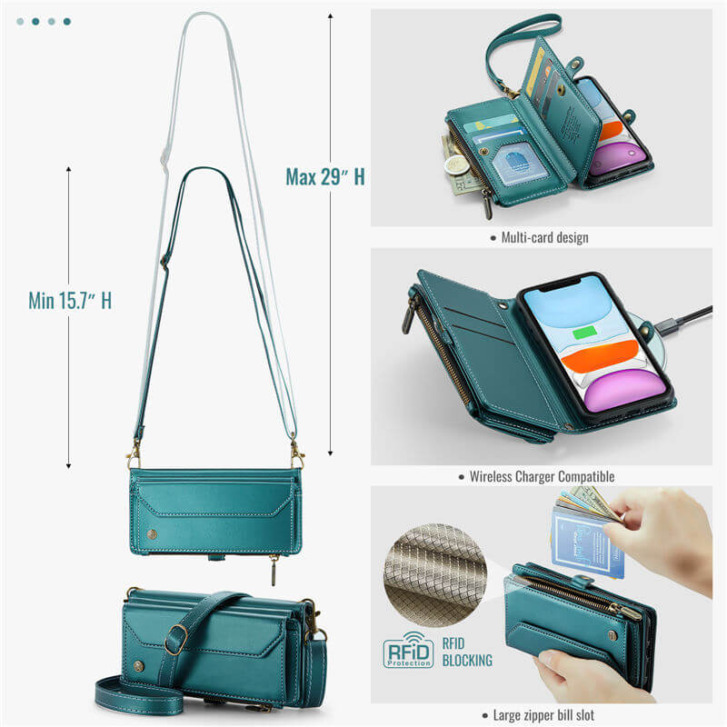 CaseMe iPhone 11 Wallet RFID Blocking Crossbody Phone Case