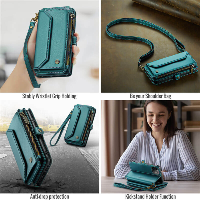 CaseMe iPhone 11 Wallet RFID Blocking Crossbody Phone Case