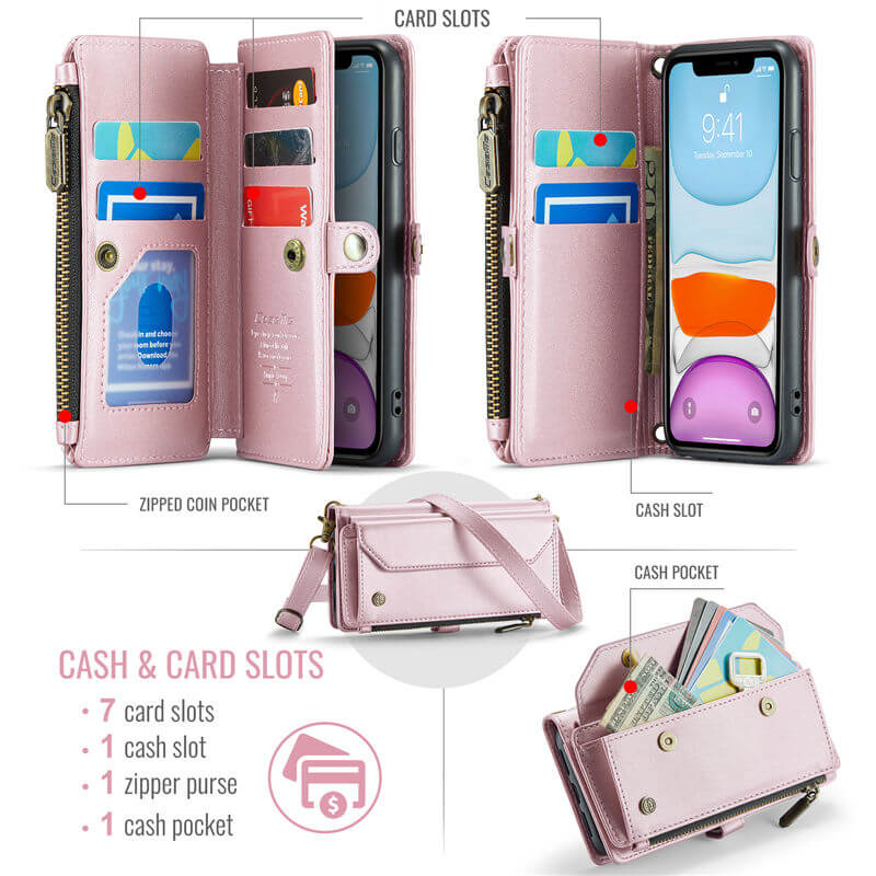 CaseMe iPhone 11 Wallet RFID Blocking Crossbody Phone Case