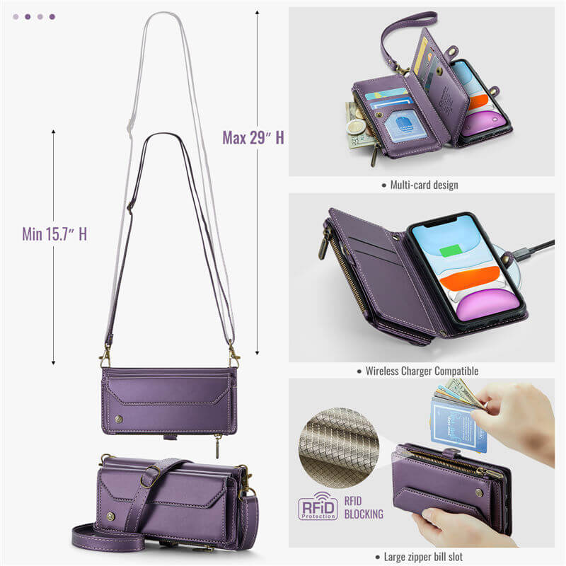 CaseMe iPhone 11 Wallet RFID Blocking Crossbody Phone Case