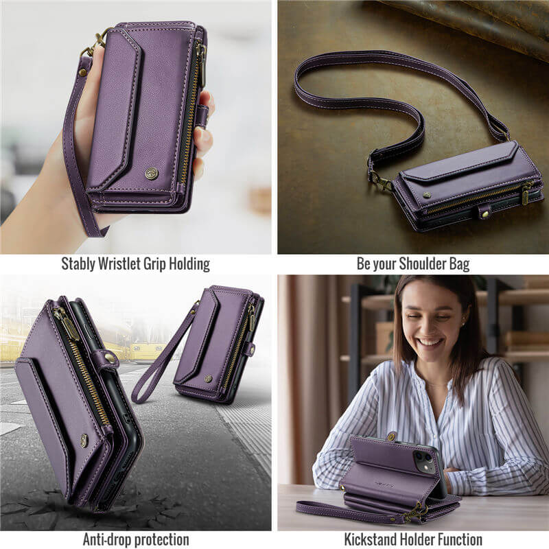 CaseMe iPhone 11 Wallet RFID Blocking Crossbody Phone Case