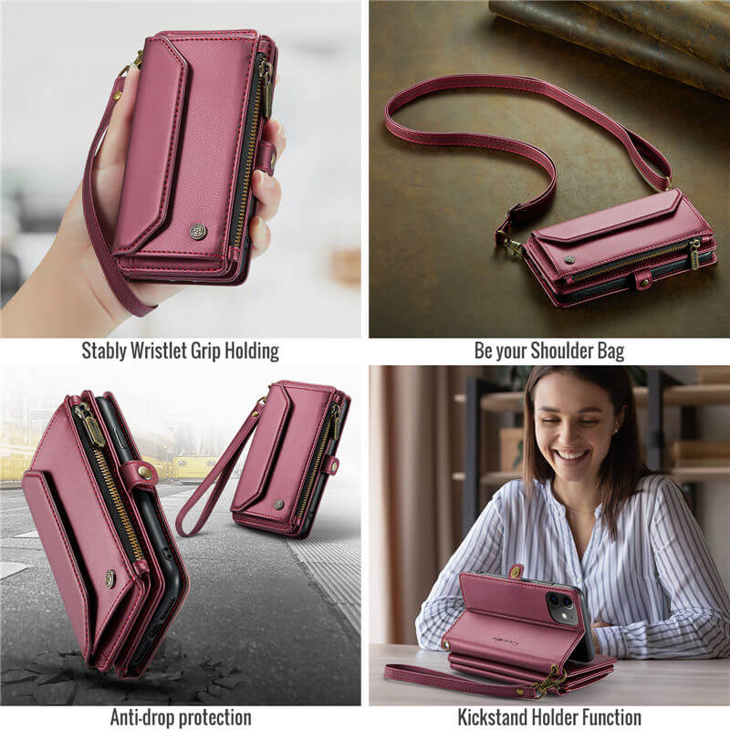 CaseMe iPhone 11 Wallet RFID Blocking Crossbody Phone Case