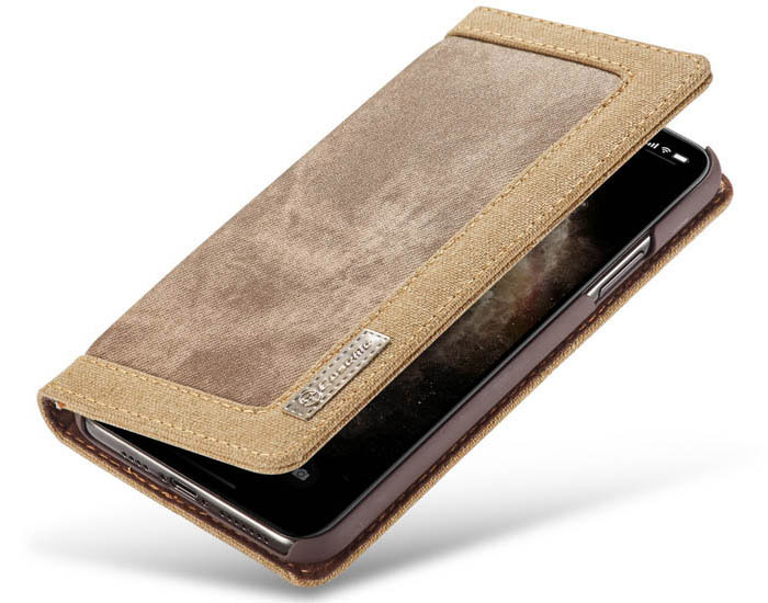 CaseMe iPhone 11 Pro Canvas Leather Wallet Magnetic Flip Stand Case