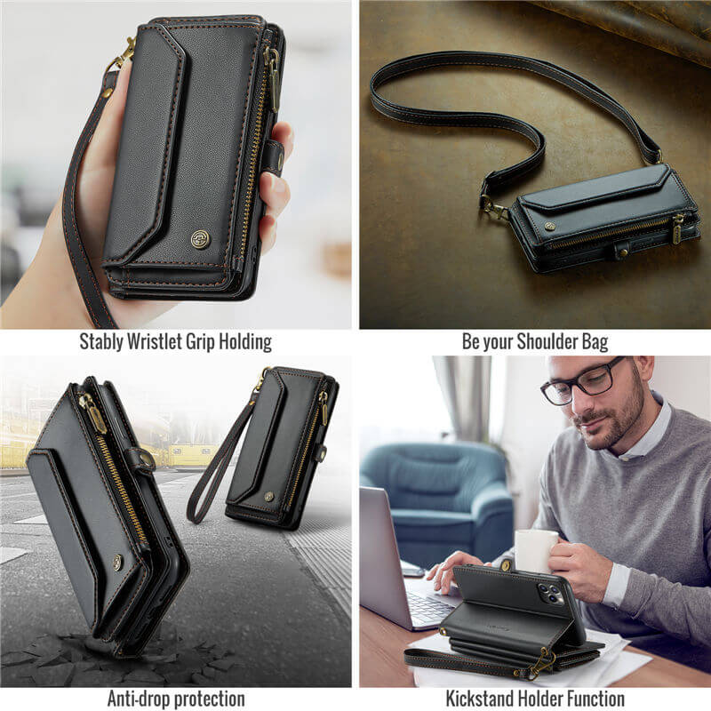 CaseMe iPhone 11 Pro Max Wallet RFID Blocking Crossbody Phone Case