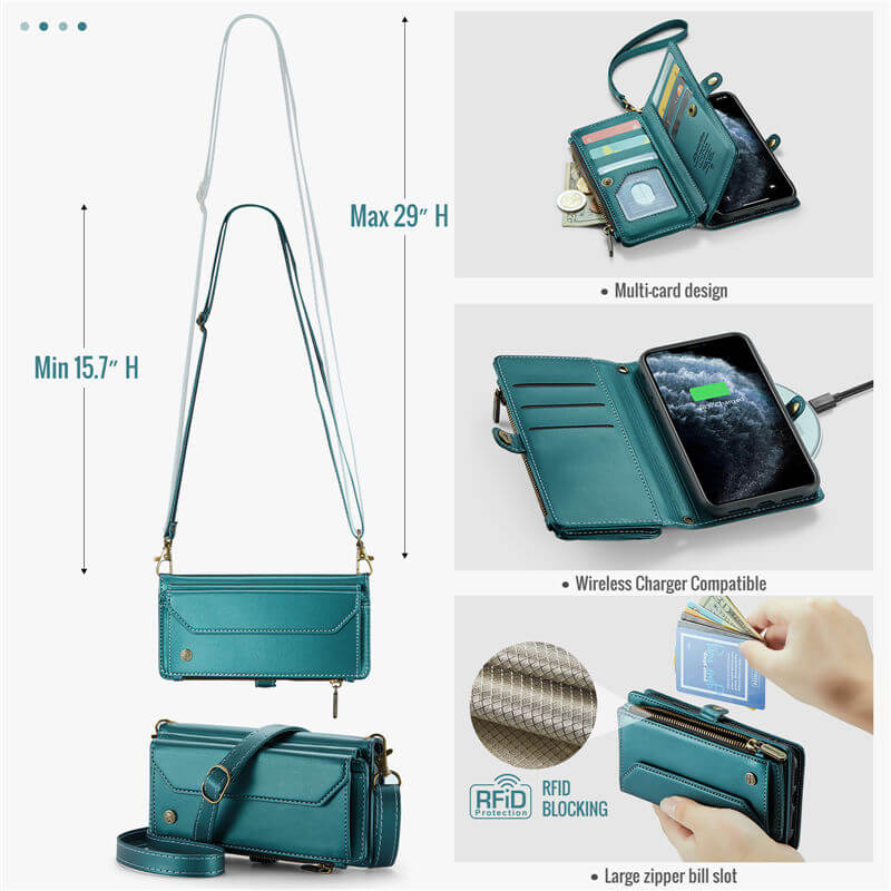 CaseMe iPhone 11 Pro Max Wallet RFID Blocking Crossbody Phone Case