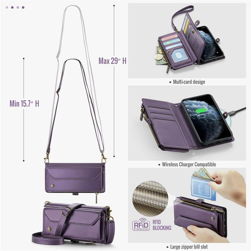 CaseMe iPhone 11 Pro Max Wallet RFID Blocking Crossbody Phone Case