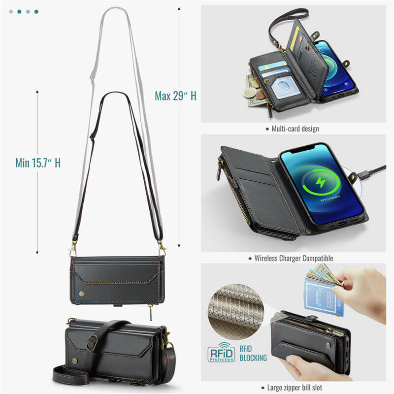 CaseMe iPhone 12 Mini Wallet RFID Blocking Crossbody Phone Case