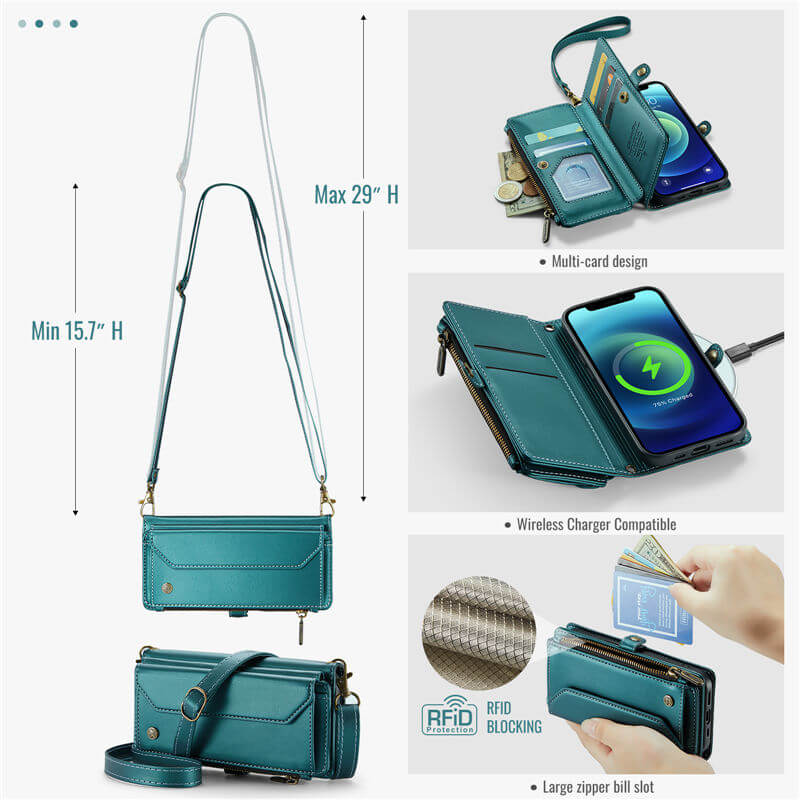 CaseMe iPhone 12 Mini Wallet RFID Blocking Crossbody Phone Case