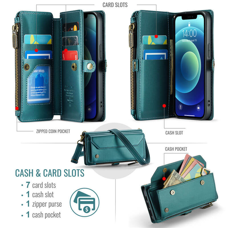 CaseMe iPhone 12 Mini Wallet RFID Blocking Crossbody Phone Case