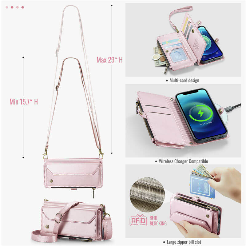 CaseMe iPhone 12 Mini Wallet RFID Blocking Crossbody Phone Case