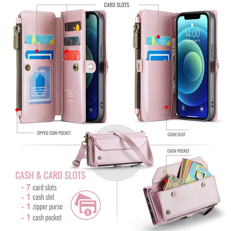 CaseMe iPhone 12 Mini Wallet RFID Blocking Crossbody Phone Case