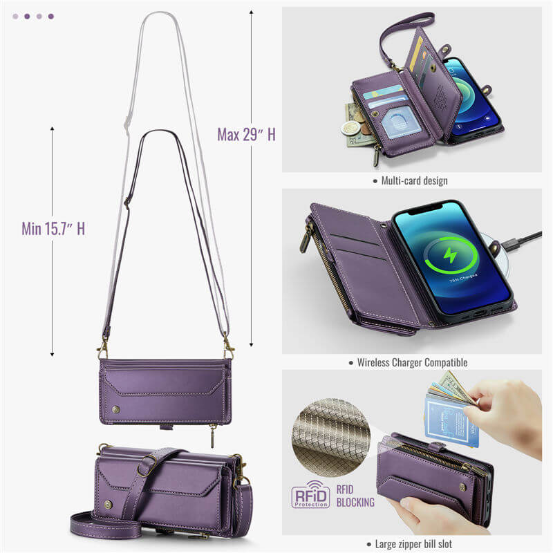 CaseMe iPhone 12 Mini Wallet RFID Blocking Crossbody Phone Case