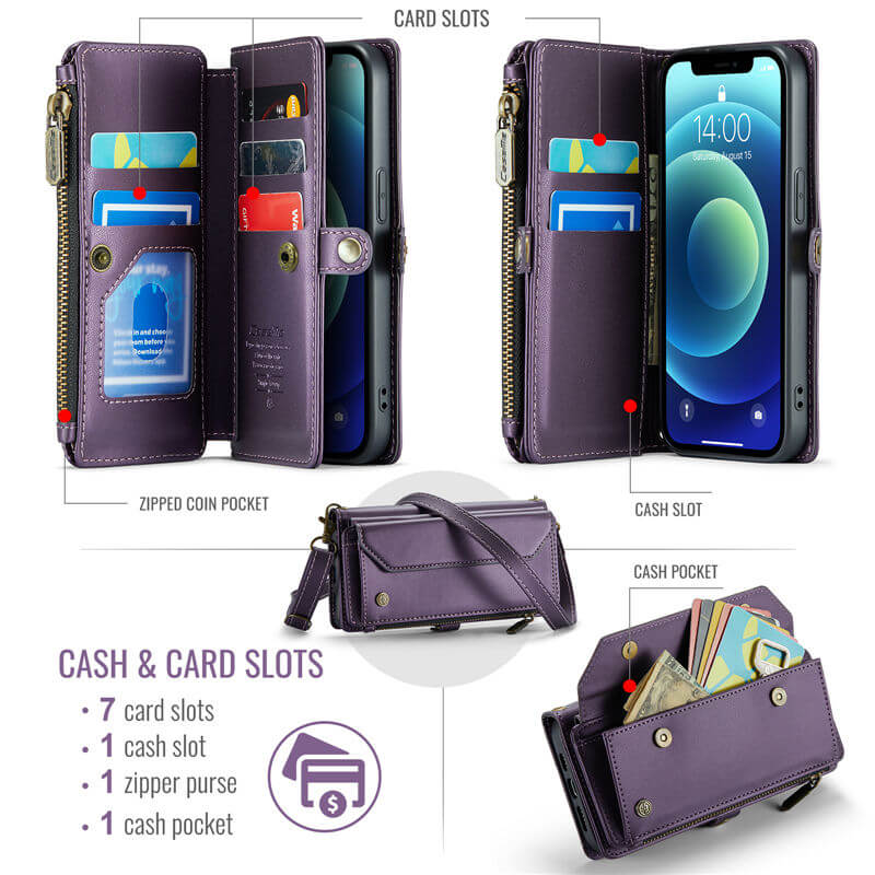 CaseMe iPhone 12 Mini Wallet RFID Blocking Crossbody Phone Case