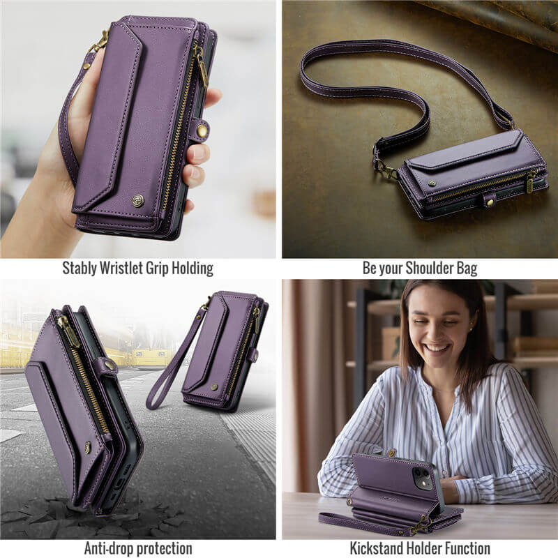 CaseMe iPhone 12 Mini Wallet RFID Blocking Crossbody Phone Case