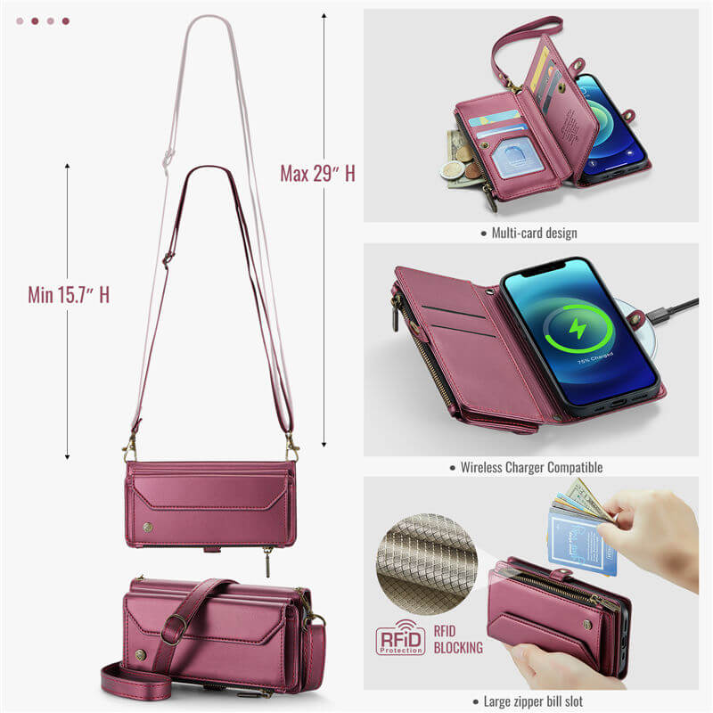 CaseMe iPhone 12 Mini Wallet RFID Blocking Crossbody Phone Case