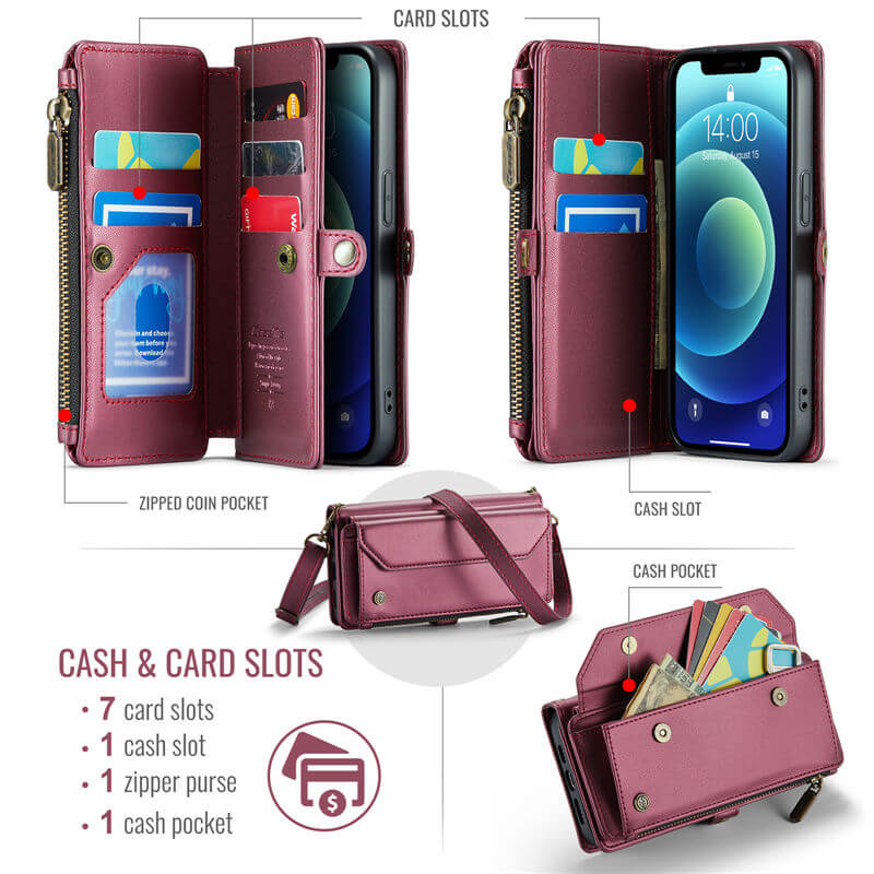 CaseMe iPhone 12 Mini Wallet RFID Blocking Crossbody Phone Case