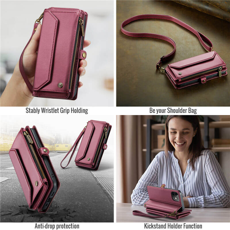 CaseMe iPhone 12 Mini Wallet RFID Blocking Crossbody Phone Case