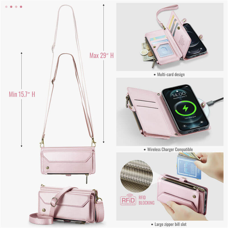 CaseMe iPhone 12/12 Pro Wallet RFID Blocking Crossbody Phone Case