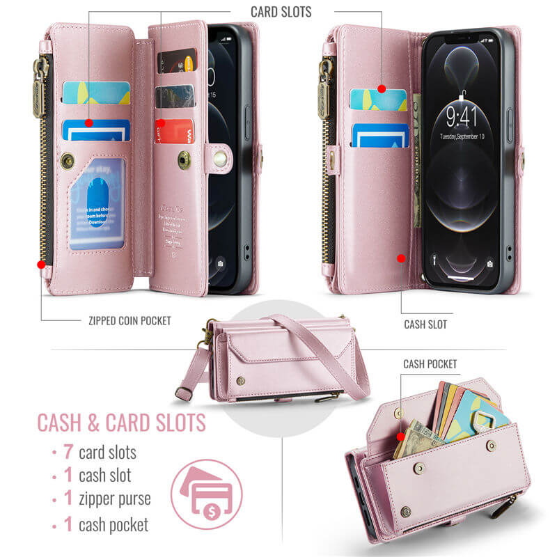 CaseMe iPhone 12/12 Pro Wallet RFID Blocking Crossbody Phone Case