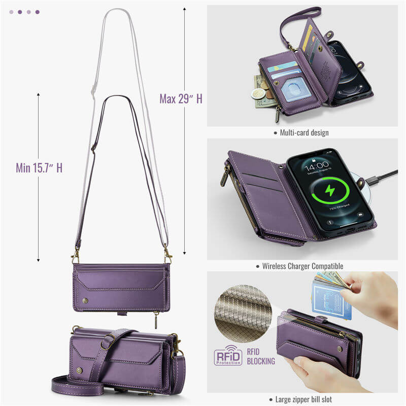 CaseMe iPhone 12/12 Pro Wallet RFID Blocking Crossbody Phone Case