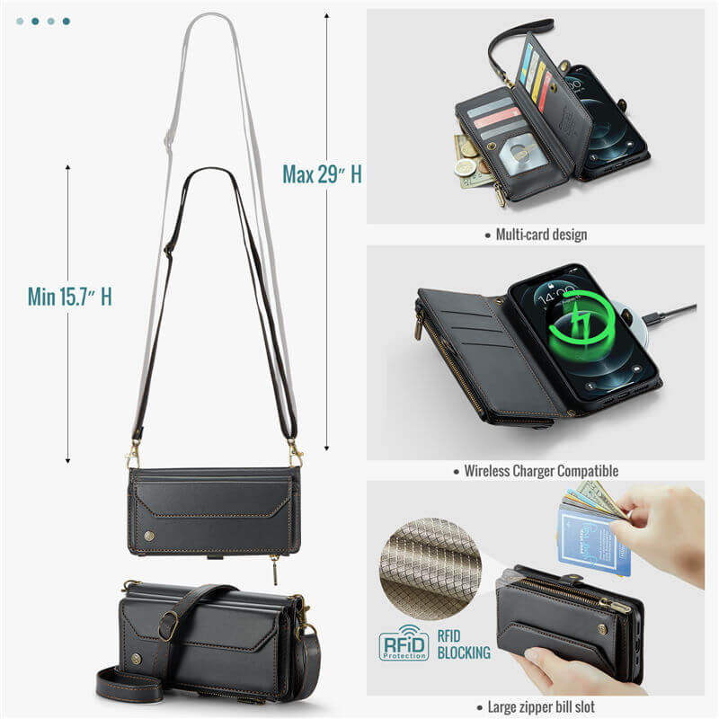 CaseMe iPhone 12 Pro Max Wallet RFID Blocking Crossbody Phone Case