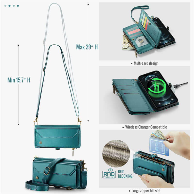 CaseMe iPhone 12 Pro Max Wallet RFID Blocking Crossbody Phone Case