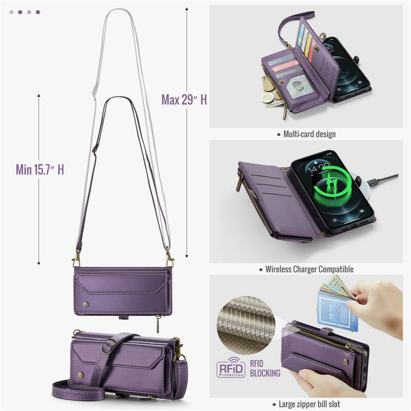 CaseMe iPhone 12 Pro Max Wallet RFID Blocking Crossbody Phone Case