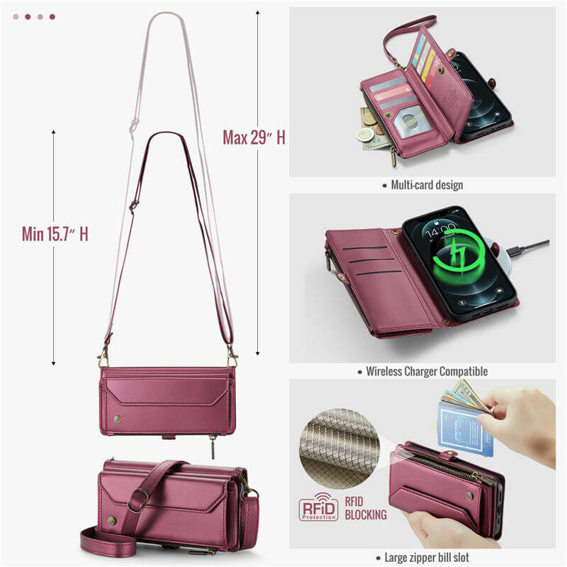 CaseMe iPhone 12 Pro Max Wallet RFID Blocking Crossbody Phone Case