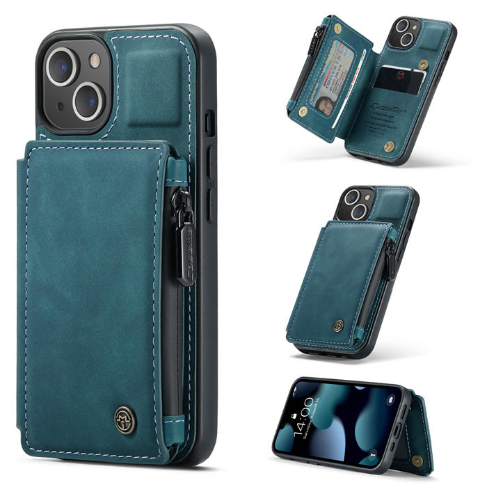 CaseMe iPhone 13 Wallet RFID Blocking Case Blue