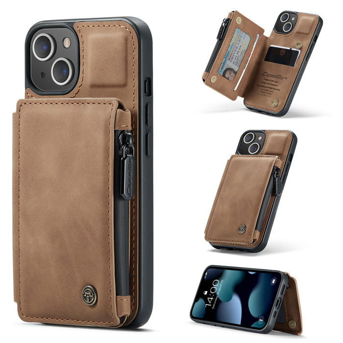 CaseMe iPhone 13 Wallet RFID Blocking Case Brown