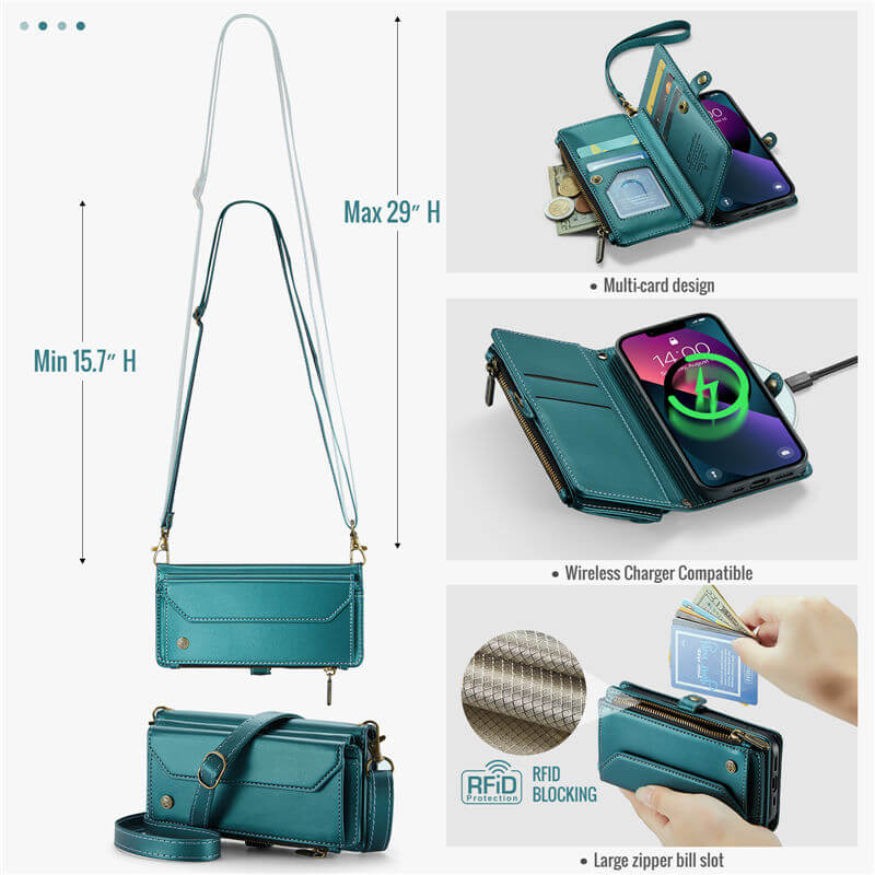 CaseMe iPhone 13 Wallet RFID Blocking Crossbody Phone Case