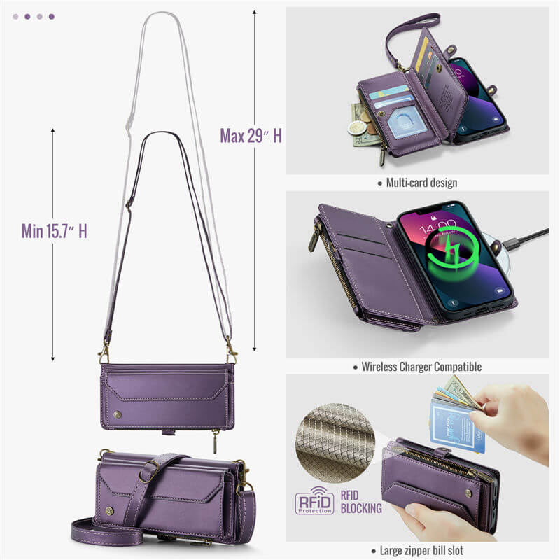 CaseMe iPhone 13 Wallet RFID Blocking Crossbody Phone Case