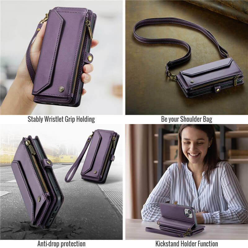 CaseMe iPhone 13 Wallet RFID Blocking Crossbody Phone Case