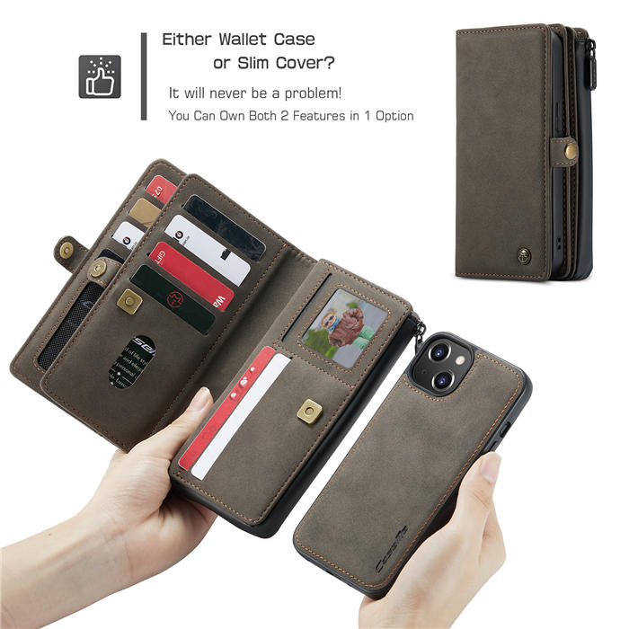 CaseMe iPhone 13 Mini Multi-Functional Wallet Case Coffee