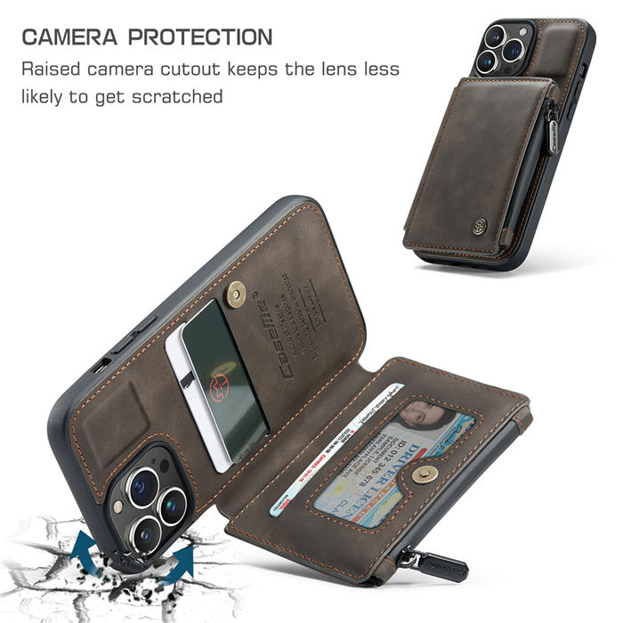 CaseMe iPhone 13 Pro Wallet RFID Blocking Case Coffee