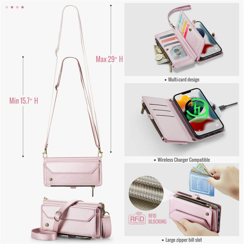 CaseMe iPhone 13 Pro Max Wallet RFID Blocking Crossbody Phone Case