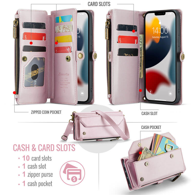 CaseMe iPhone 13 Pro Max Wallet RFID Blocking Crossbody Phone Case