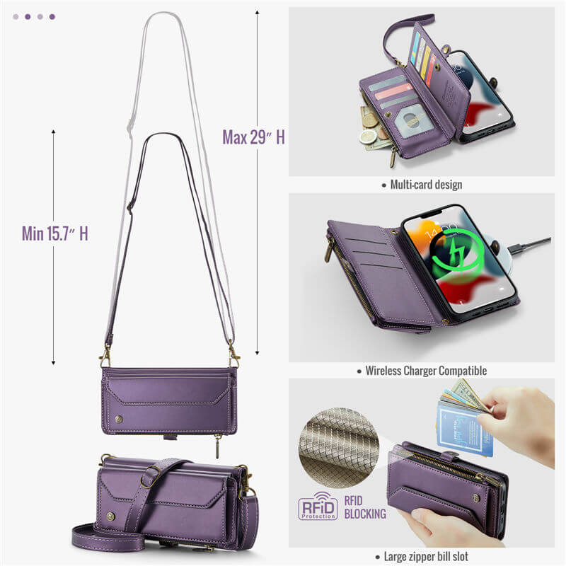 CaseMe iPhone 13 Pro Max Wallet RFID Blocking Crossbody Phone Case