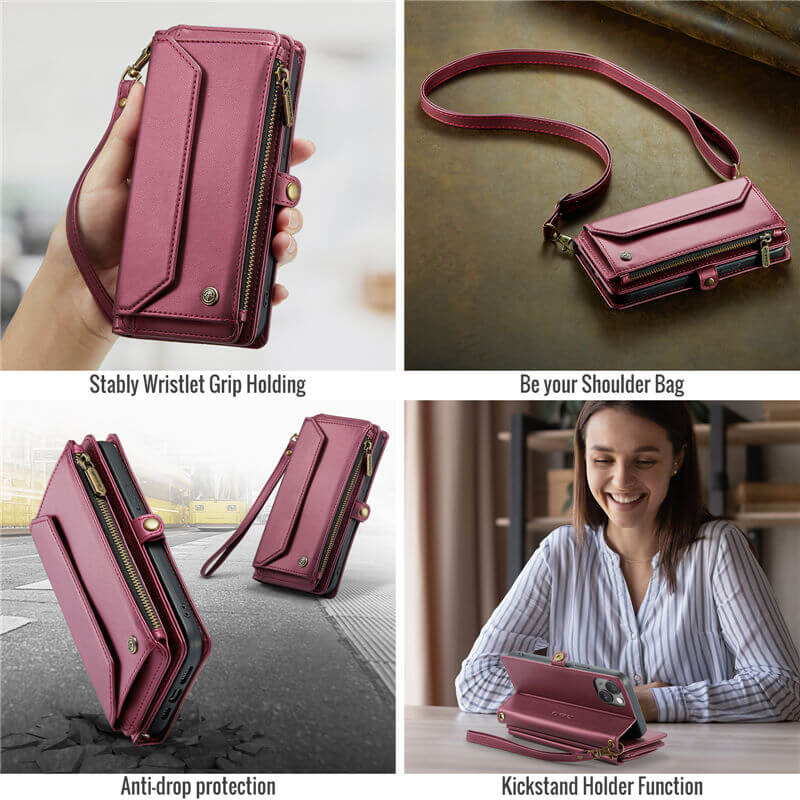 CaseMe iPhone 15 Plus Wallet RFID Blocking Crossbody Phone Case