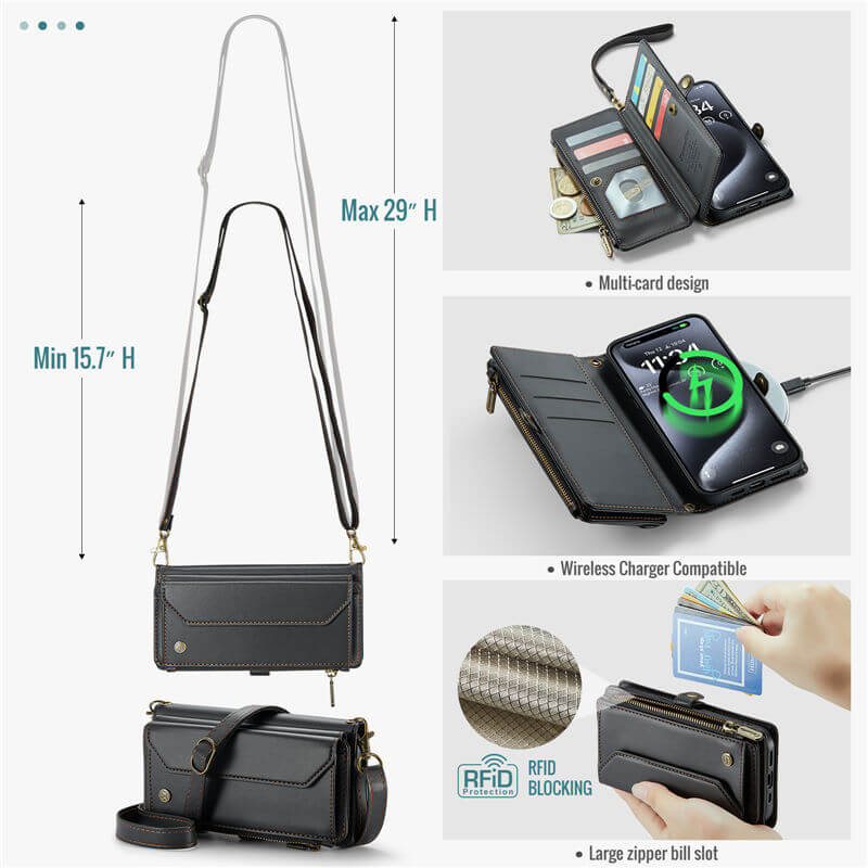 CaseMe iPhone 7/8/SE 2020/SE 2022 Wallet RFID Blocking Crossbody Phone Case