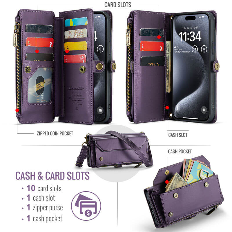 CaseMe iPhone 7/8/SE 2020/SE 2022 Wallet RFID Blocking Crossbody Phone Case