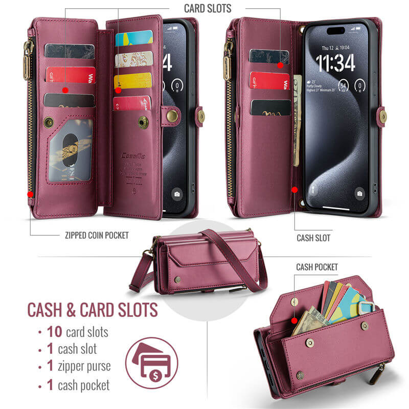 CaseMe iPhone 7/8/SE 2020/SE 2022 Wallet RFID Blocking Crossbody Phone Case