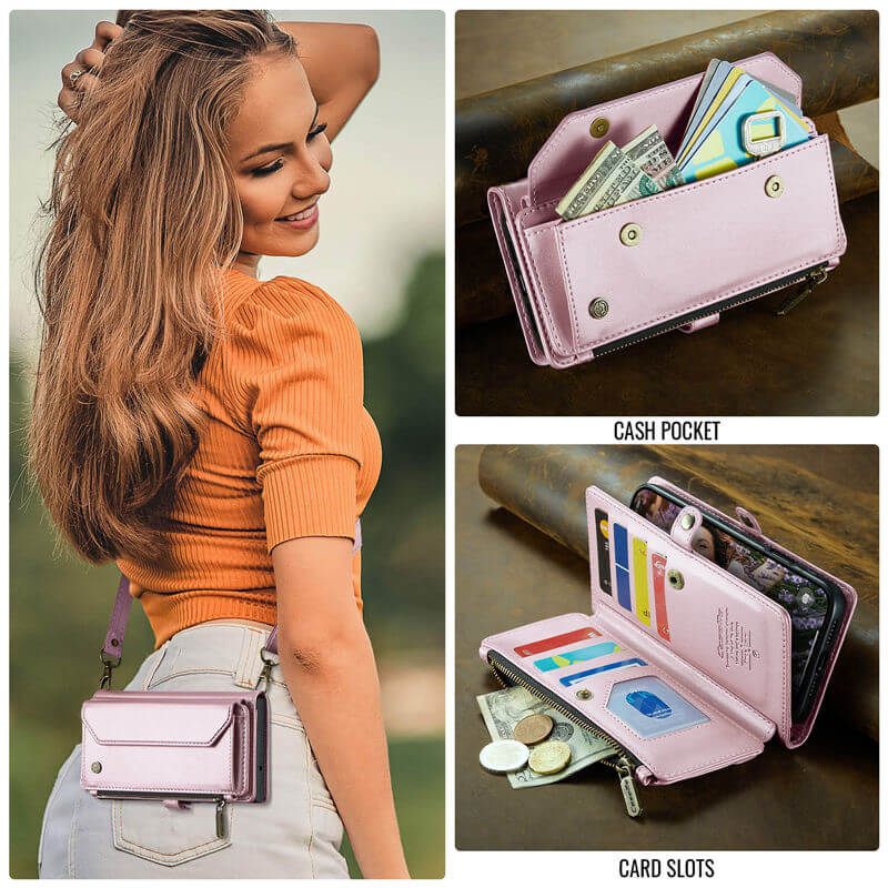 CaseMe iPhone 16 Plus Wallet RFID Blocking Crossbody Phone Case