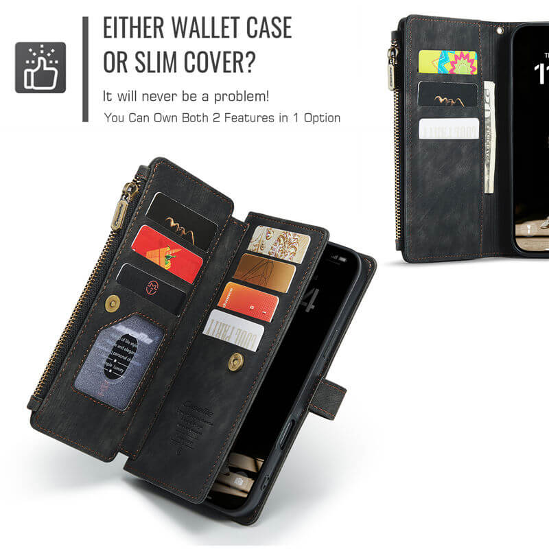 CaseMe iPhone 16 Plus Wallet Case with Wrist Strap